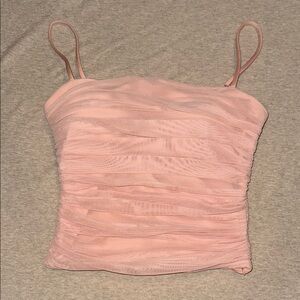Express Pink Ruched Sleeveless Crop Top